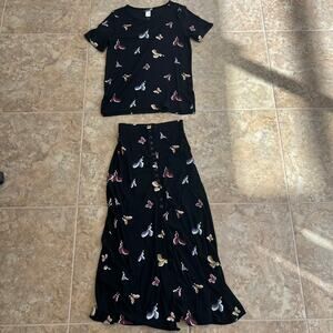 Vintage Esse Butterfly Skirt Matching Set 90's Y2K Bodycon Women's Petite S Set